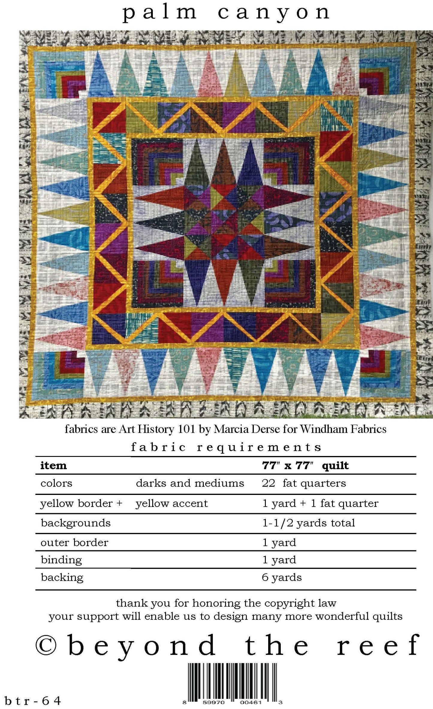 Palm Canyon quilt pattern Medallion Quilt Natalie Barnes beyond the reef patterns Modern Patchwork Modern Quilting Quilt
