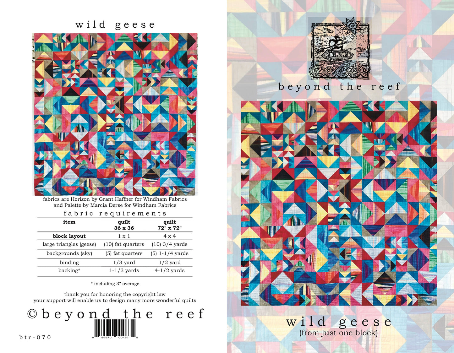 DIGITAL WILD GEESE quilt pattern by Natalie Barnes beyond the reef patterns Modern Quilting Modern Quilt