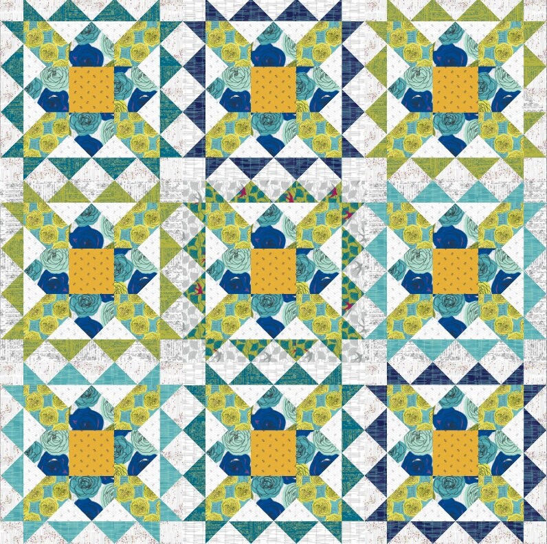 NORMA'S ROSE quilt pattern 78 x 78 by beyond the reef Modern Quilt Pattern Modern Quilting