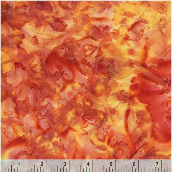 Marigold Color Orange and Yellow Texture Pattern - BTHY - Anthology Fabrics Island Garden - 100 percent premium cotton Batik Low Volume