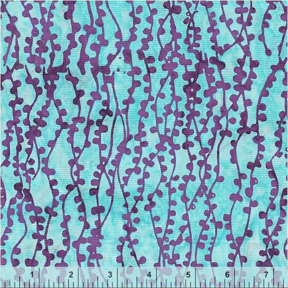 Dusk Color Blue and Purple String of Pearls Pattern - BTHY - Anthology Fabrics Island Garden - 100 percent premium cotton Batik Low Volume