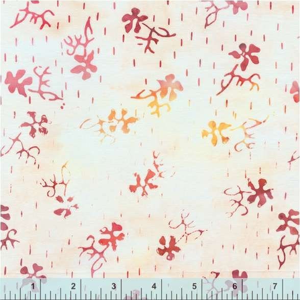 Rainbow Linen White and Pink Seedling Pattern - BTHY - Anthology Fabrics Island Garden - 100 percent premium cotton Batik Low Volume