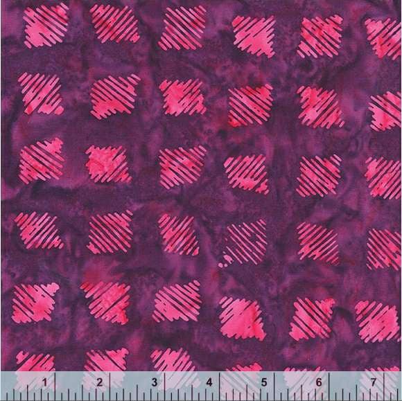 Stepping Stone Color Purple Magenta Stepping Stone Pattern - BTHY - Anthology Fabrics Island Garden - 100 percent premium cotton Batik