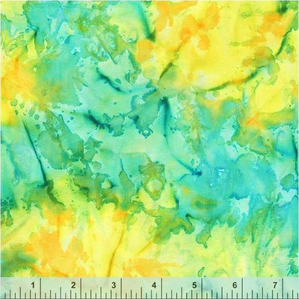 Peacock Color Green and Blue Texture Pattern - BTHY - Anthology Fabrics Island Garden - 100 percent premium cotton Batik Low Volume