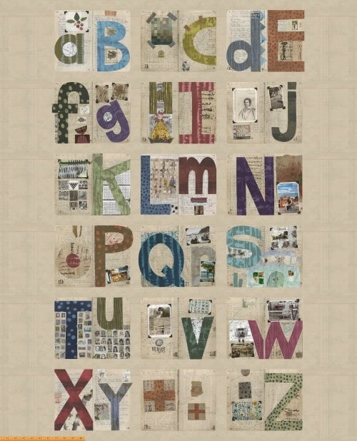 Alphabet Panel fabric By the Panel Marcia Derse 41788P X OEKO Tex High Density Cotton Windham Fabrics