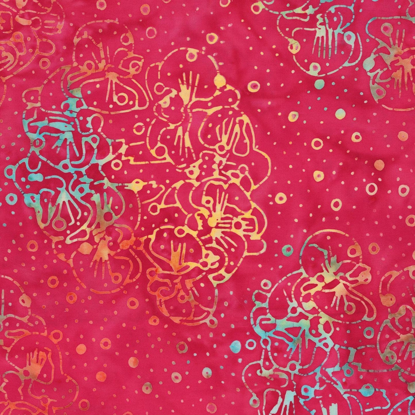 Dragonfruit Color Magenta Pink Orchid Garden Pattern - BTHY - Anthology Fabrics Island Garden - 100 percent premium cotton Batik Fabric