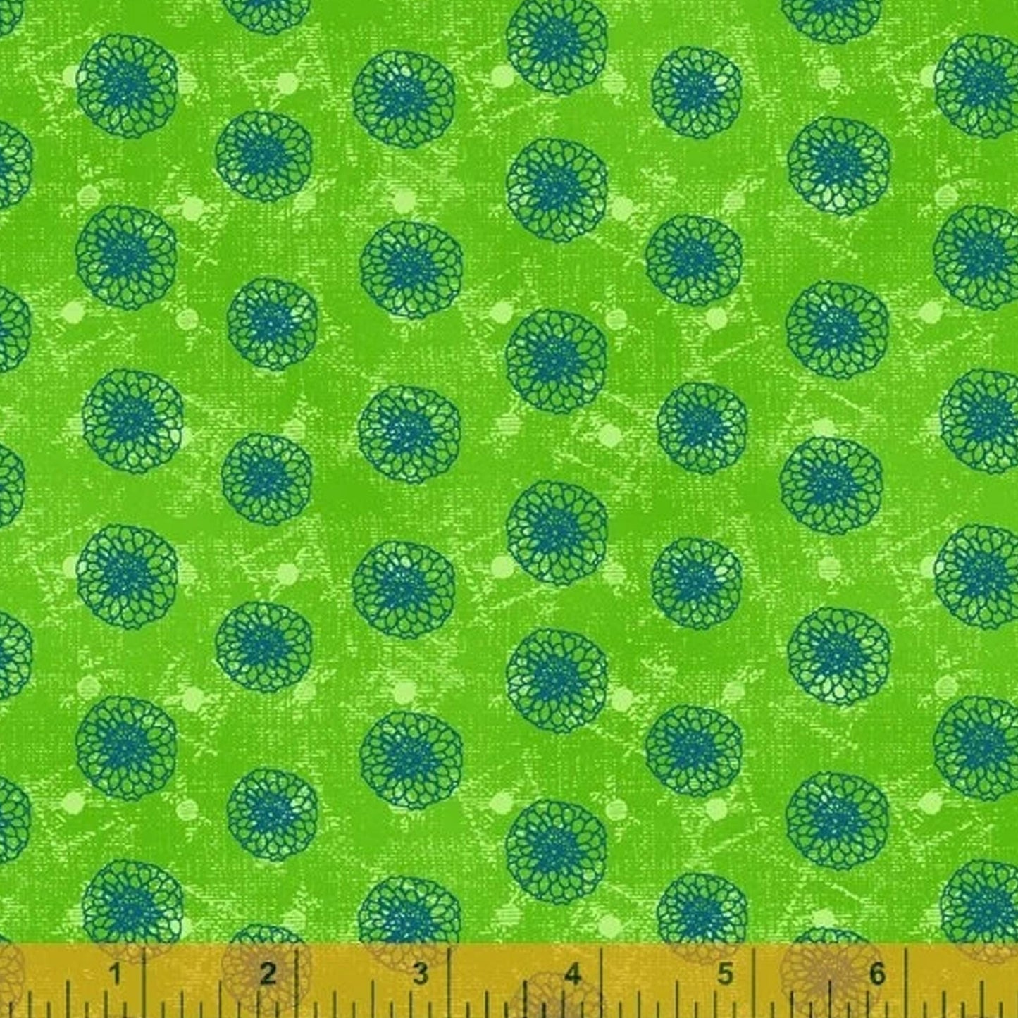 OUR HOUSE fabrics Dahlia Dot print by Natalie Barnes Windham Fabrics green and blue by the half yard OEKO Tex Quilting Cotton