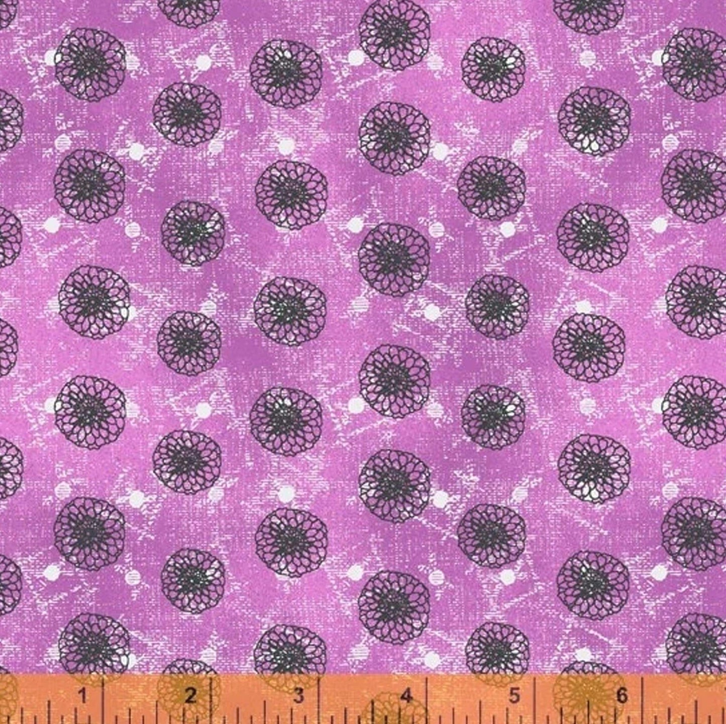OUR HOUSE fabrics by Natalie Barnes Windham Fabrics Dahlia Dot print in Purple and Gray by the half yard OEKO Tex Quilting Cotton