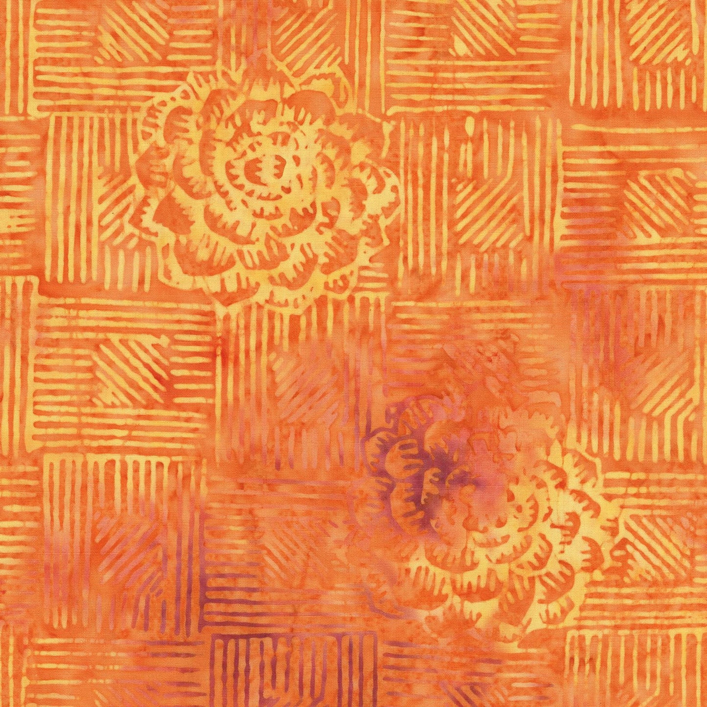 Marigold Color Yellow and Orange Succulent Garden Pattern - BTHY - Anthology Fabrics Island Garden - 100 percent premium cotton Batik