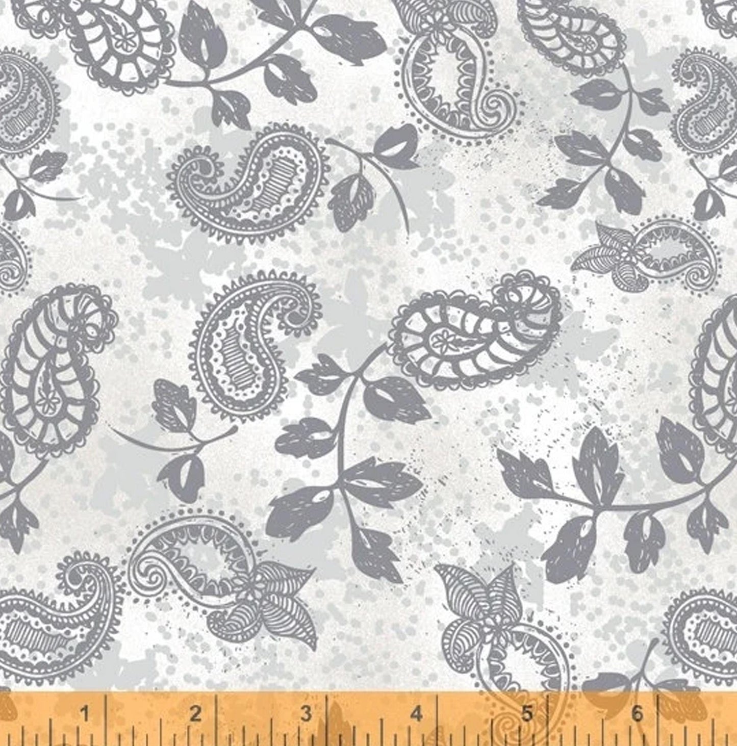 LAST CALL Our House fabrics Half Yard Low Volume Print Paisley Vine Grey by Natalie Barnes Windham Fabrics OEKO Tex Quilting Cotton
