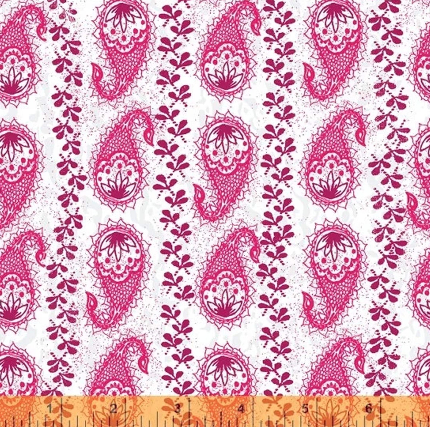 OUR HOUSE fabrics by Natalie Barnes Windham Fabrics Paisley Stripe print Magenta Sold by the half yard OEKO Tex Quilting Cotton