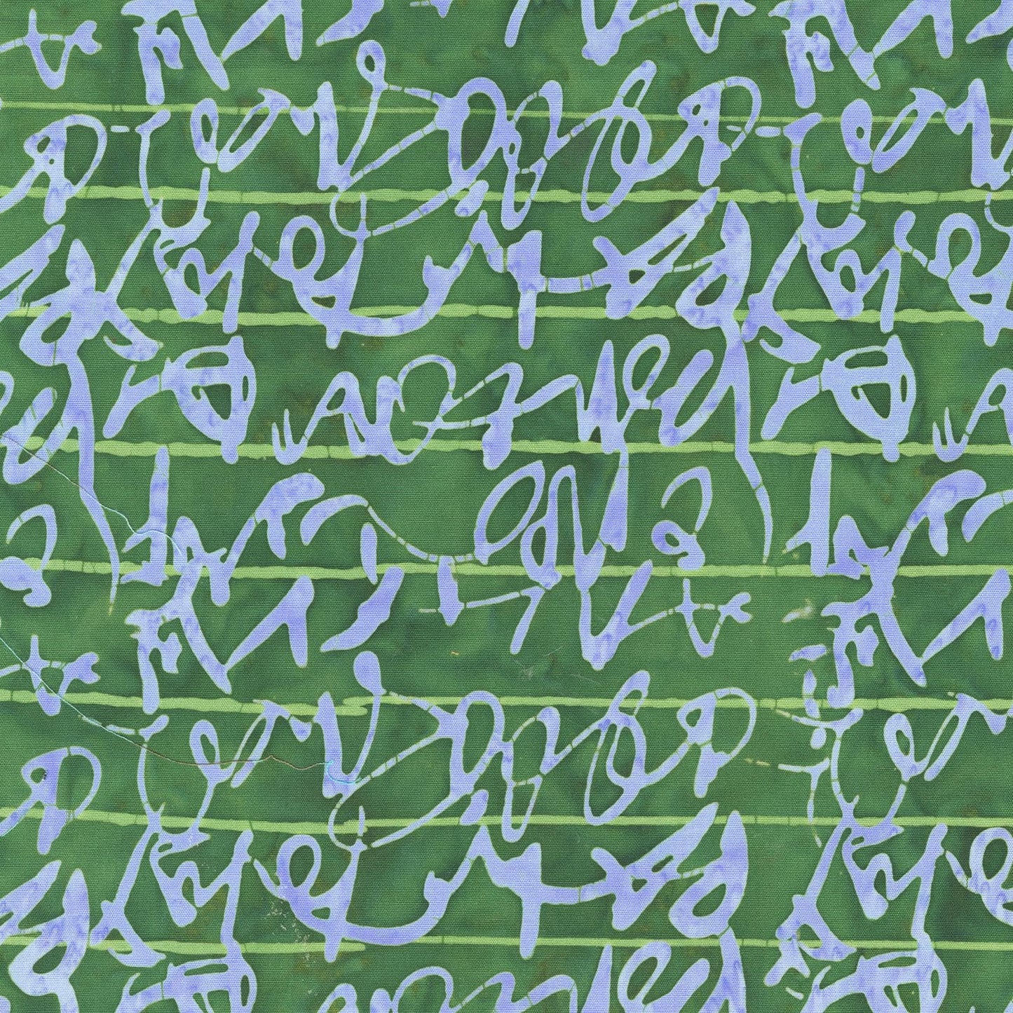 Marcia Derse Stenographers Notebook batik fabric SCRIPT color FOREST Blue on Green BTHY