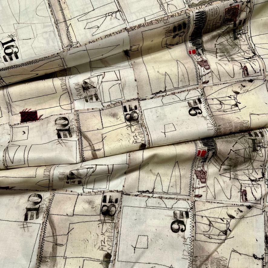 NEW Random Thoughts fabric Postcards Back by Marcia Derse BTY by the yard OEKO Tex Quilting Cotton
