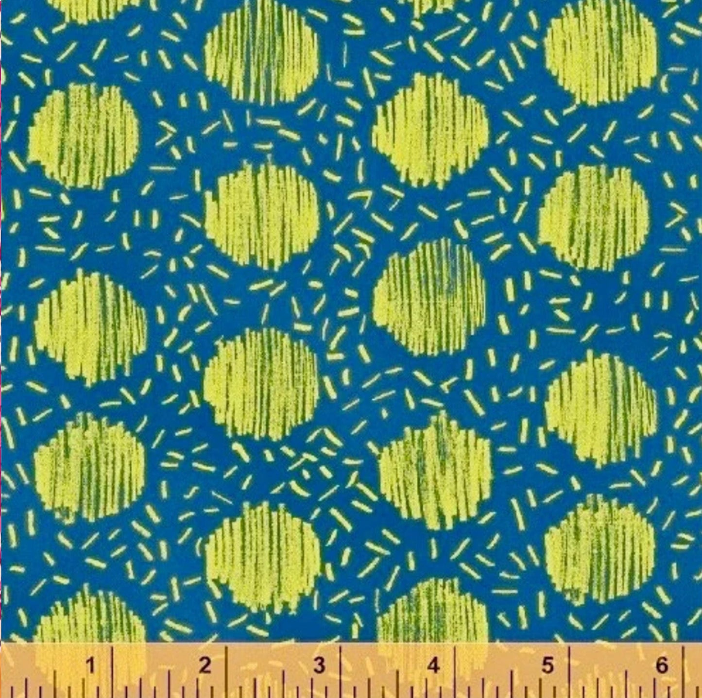 Polka Dot blue and yellow green Homeward fabric Half Yard by Natalie Barnes for Windham Fabrics BLUE and Yellow Dot 50812 Cotton Quilting