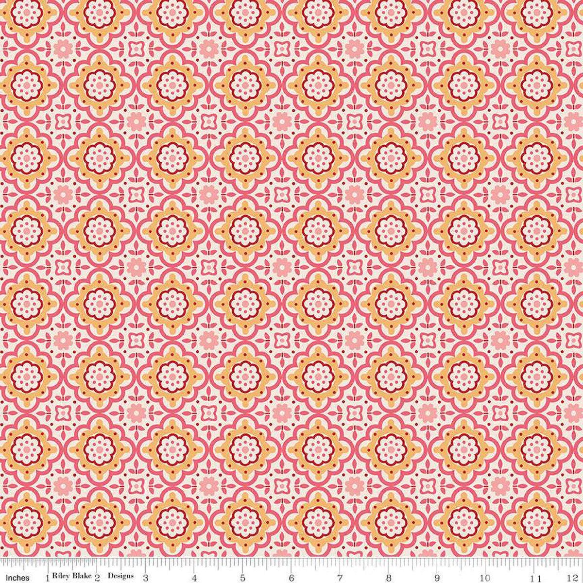 Piece and Plenty Cheerful Coral Lori Holt Fabric Riley Blake C15882 Coral