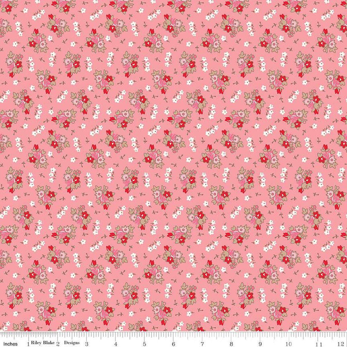 Home Town Bills Heirloom Coral Lori Holt Fabric Riley Blake C13582 HeirCoral