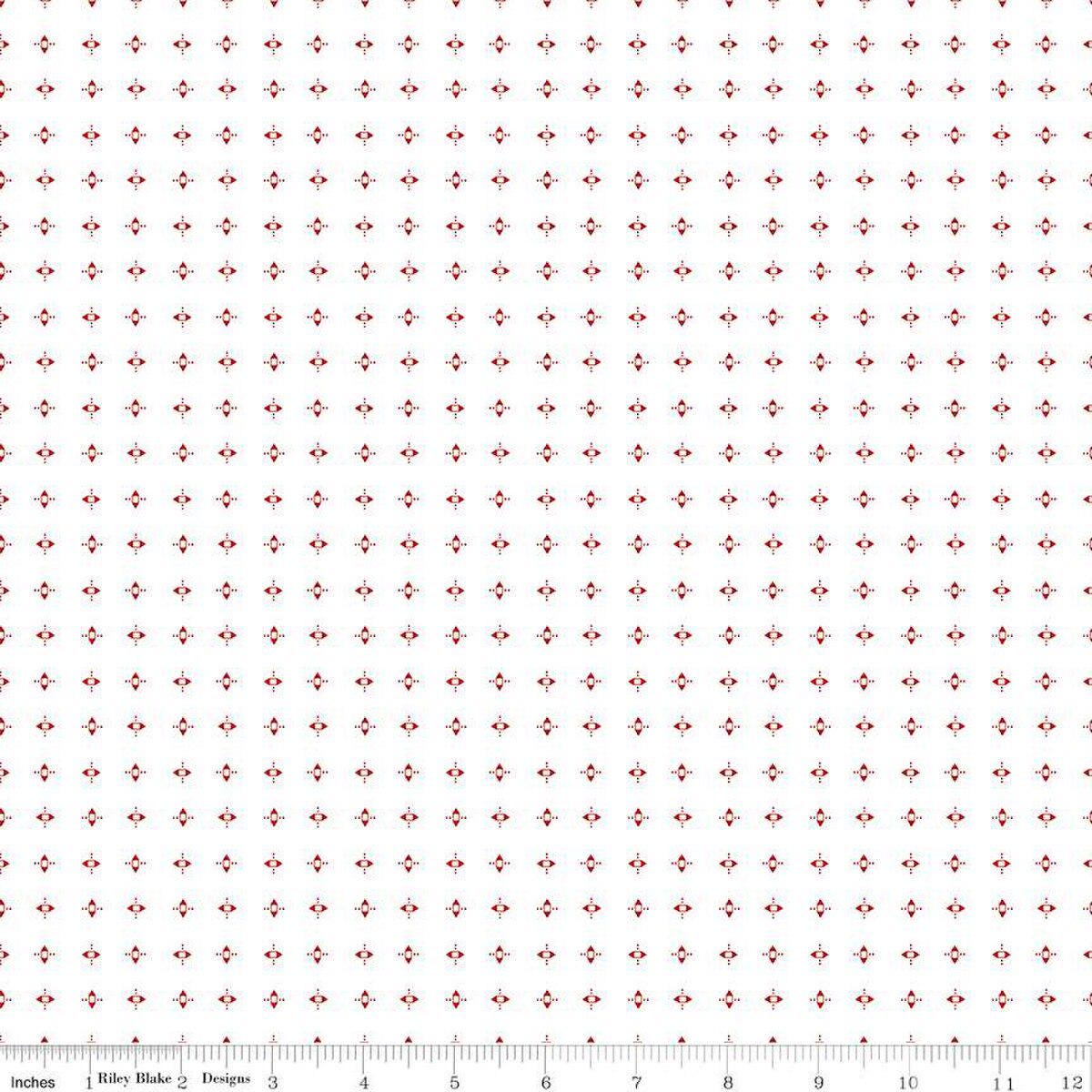 Prairie Pinafore Red on White Lori Holt Fabric Riley Blake C12321 Red on White Low Volume Background