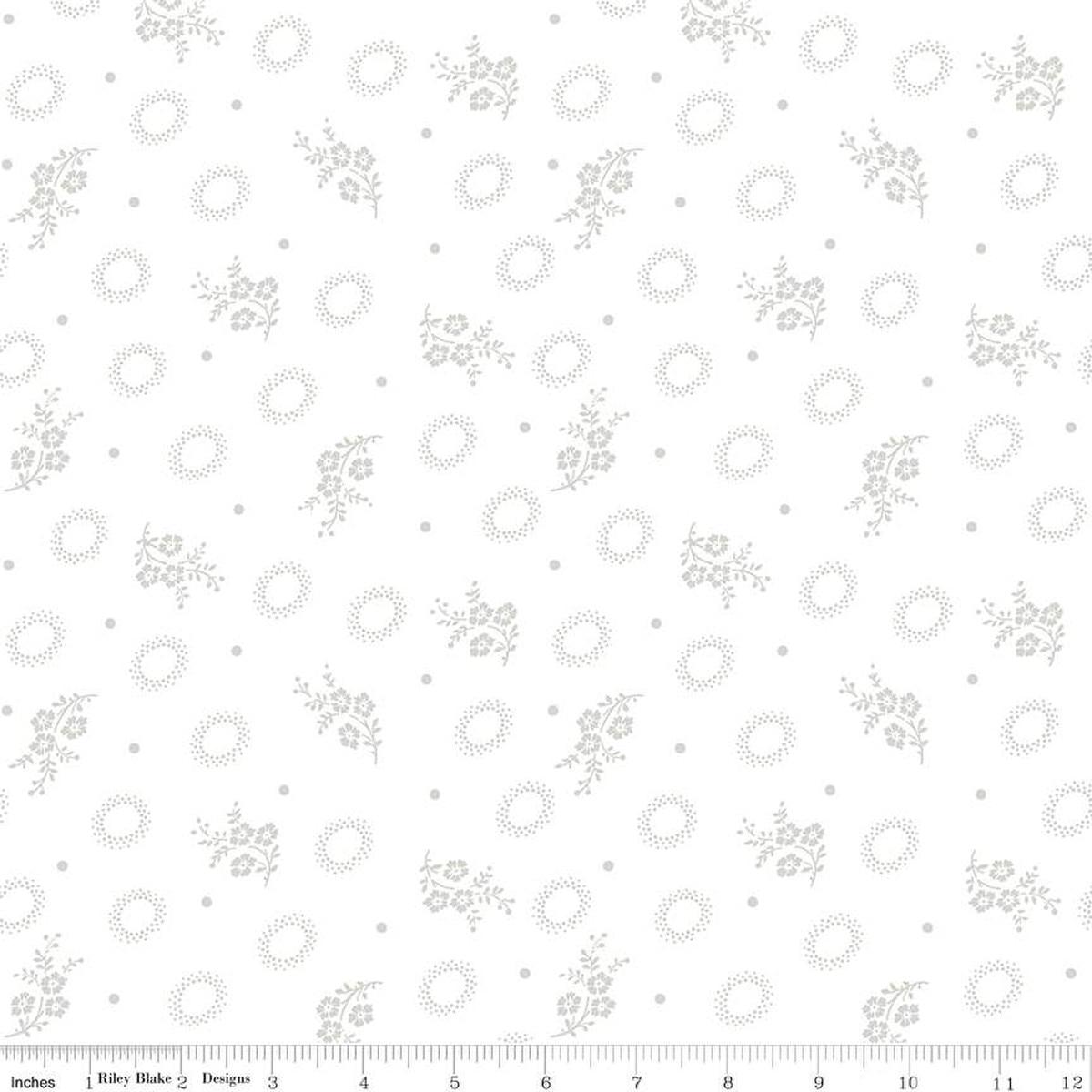 BTY Lights on Seeds and Stems Riley Blake Fabric C14470-SEEDS White on White Low Volume Background