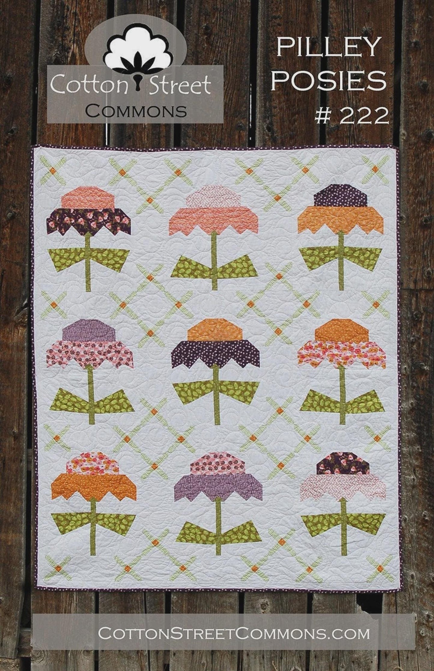 Pilley Posies quilt 7" by 80" pattern by Cotton Street Commons Design Modern Quilt Pattern Modern Quilting