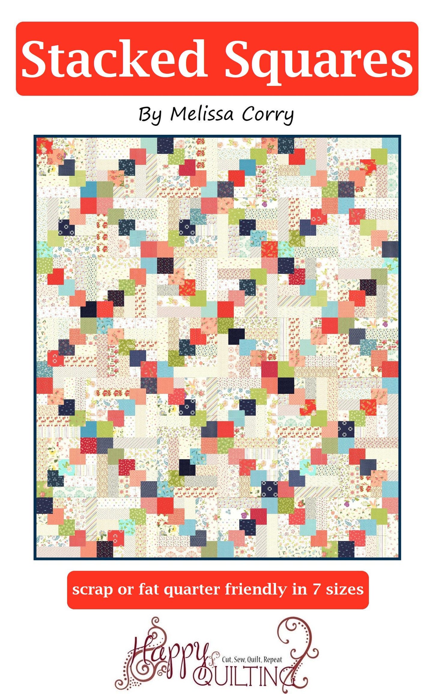 Stacked Squares Square Quilt by Melissa Corry Modern Quilt Pattern Modern Quilting