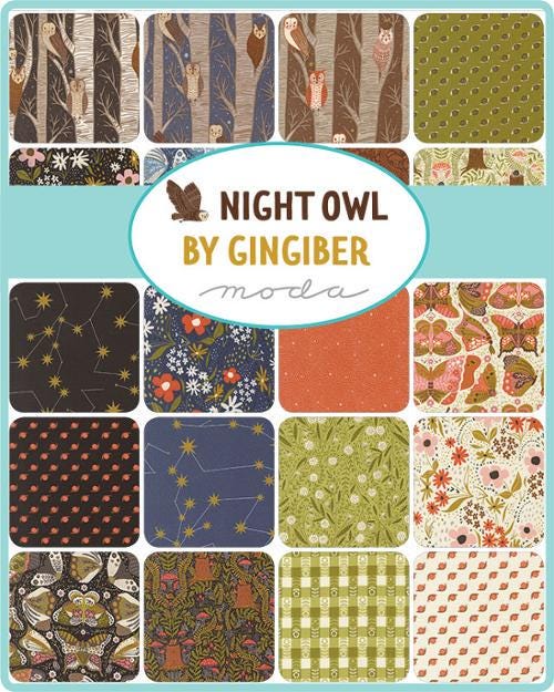 NEW Night Owl by Gingiber Charm Pack Bundle 42 pieces of 27 fabrics premium quilting cotton