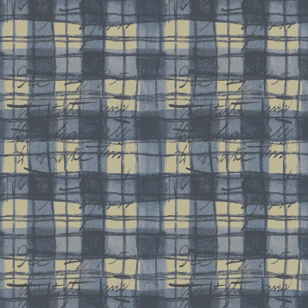 NEW Sketchbook 21 Moonlight Picnic Blue Plaid fabric BTHY by Marcia Derse premium quilting cotton