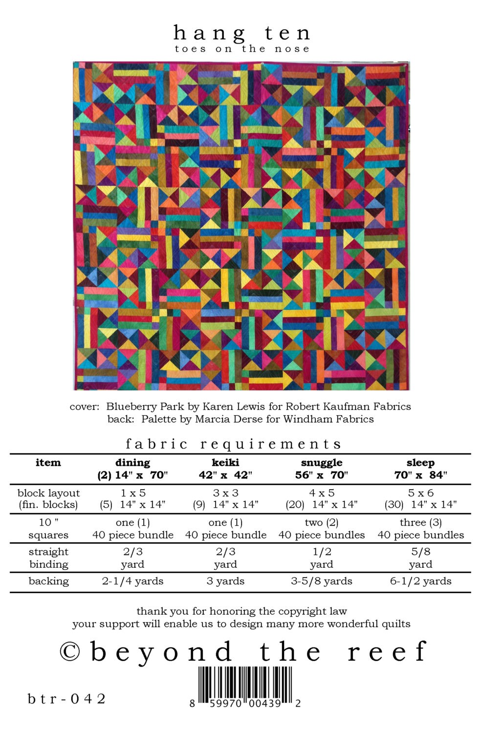 HANG TEN quilt pattern by Natalie Barnes/Beyond the Reef Patterns Modern Quilts Modern Quilting