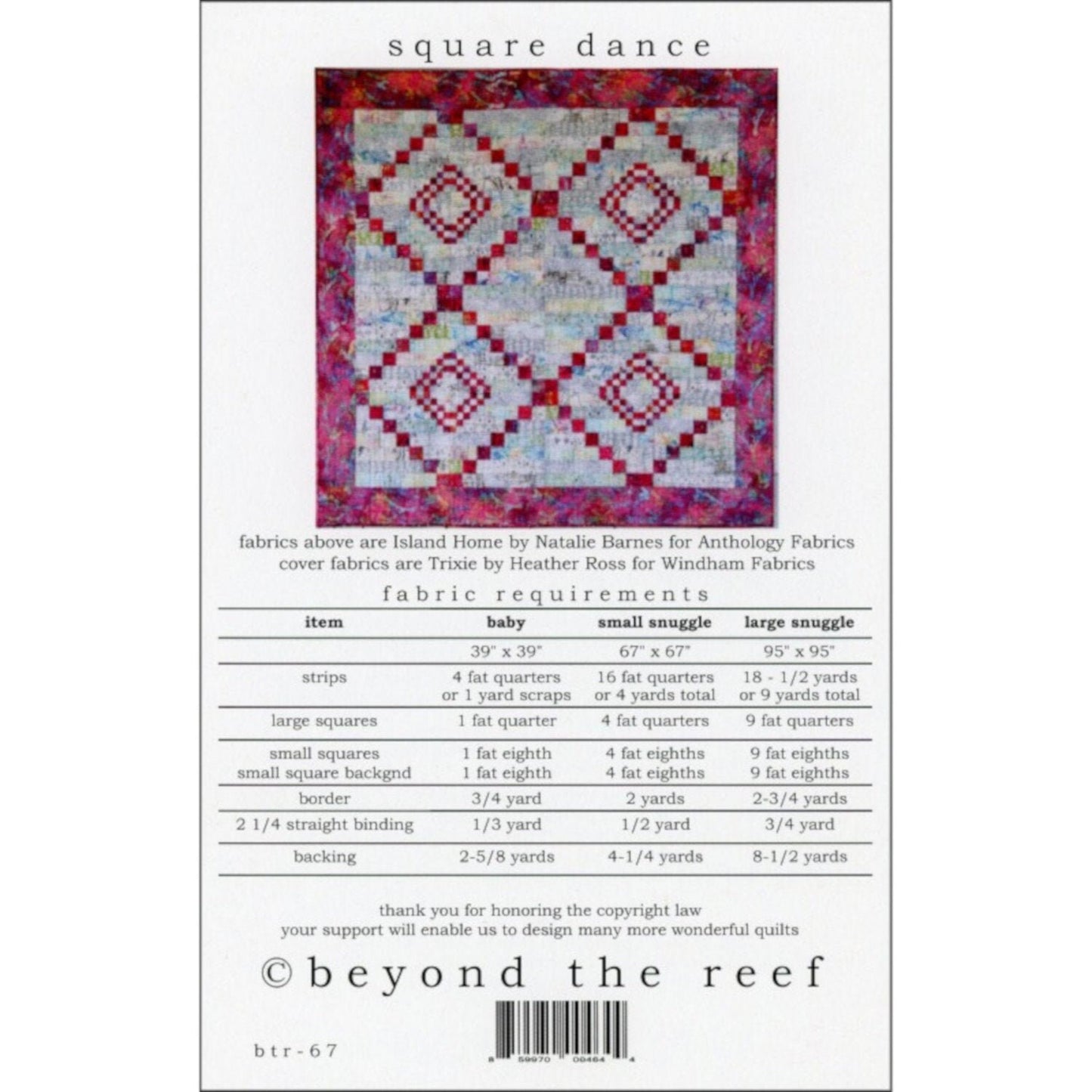 Quilt Pattern Square Dance by Natalie Barnes beyond the reef pattern Modern Quilt Modern Patchwork