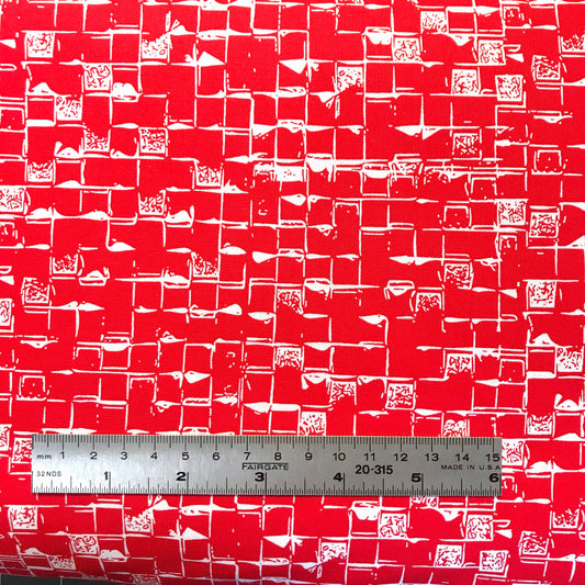 Red and White geometric Homeward for Windham Fabrics Red 50810-5 HALF YARD Cotton Quilting