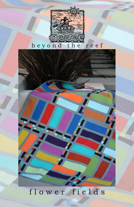 FLOWER FIELDS quilt pattern by beyond the reef Modern Quilt Pattern Modern Quilting