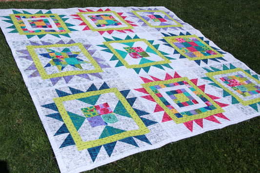 BIG STARRY SKY quilt pattern 88 x 88 Norma Rose fabric beyond the reef Modern Quilt Pattern Modern Quilting