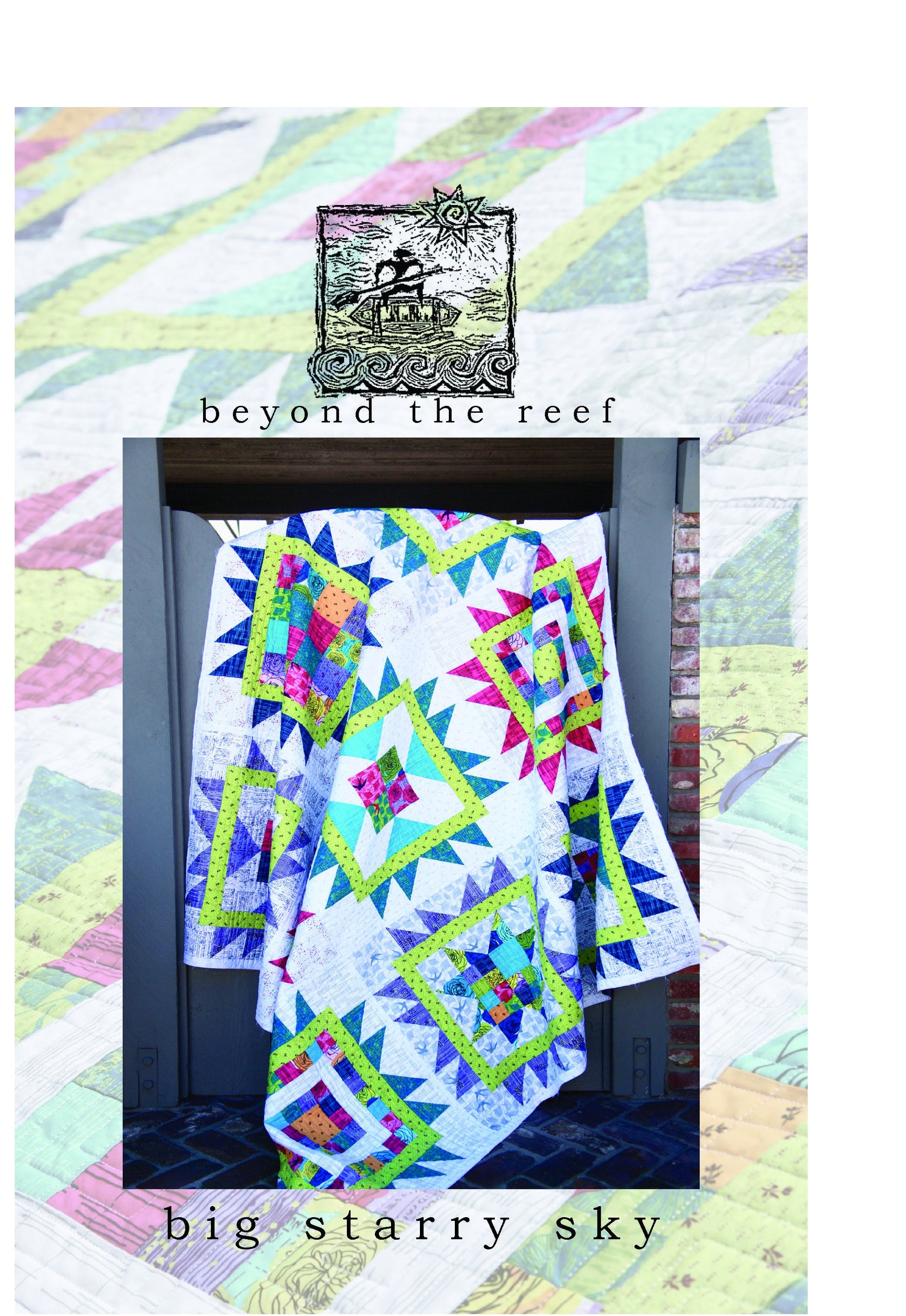 BIG STARRY SKY quilt pattern 88 x 88 Norma Rose fabric beyond the reef Modern Quilt Pattern Modern Quilting