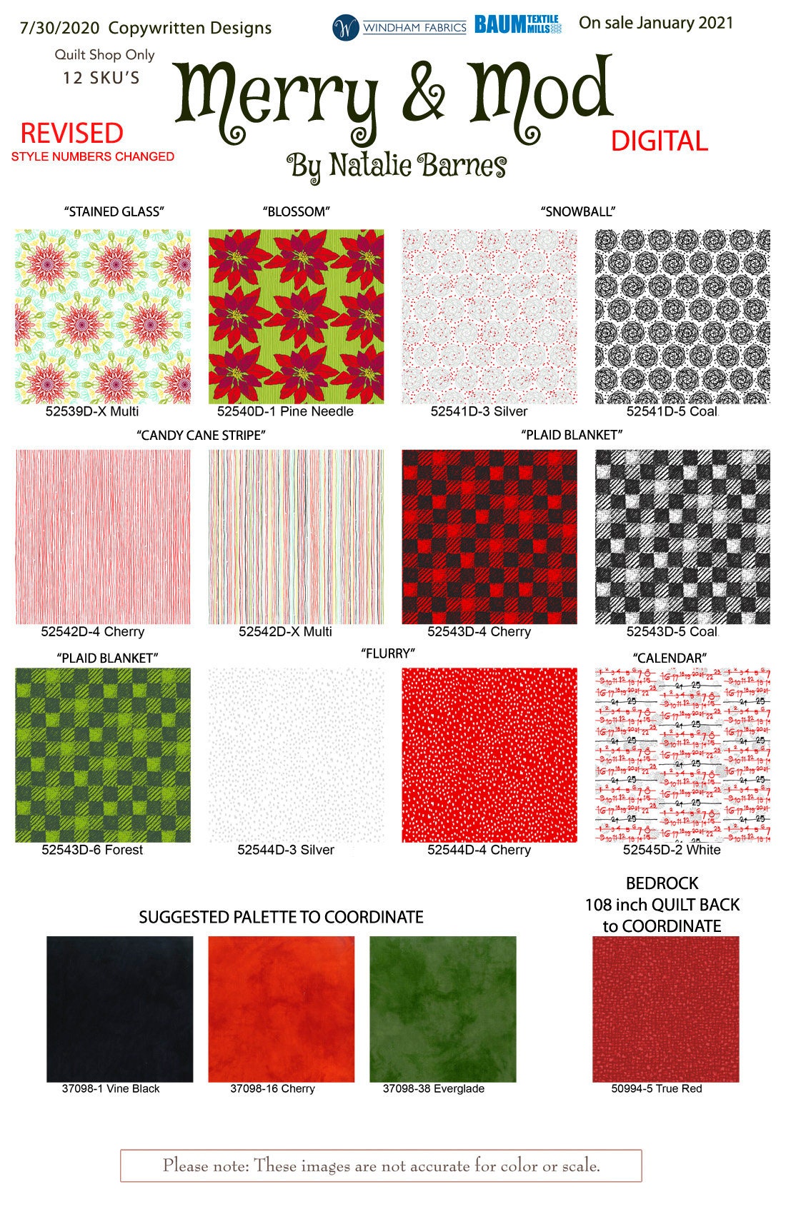 Merry and Mod numbers fabric by the yard Windham Fabrics Natalie Barnes quilting cotton modern farmhouse design
