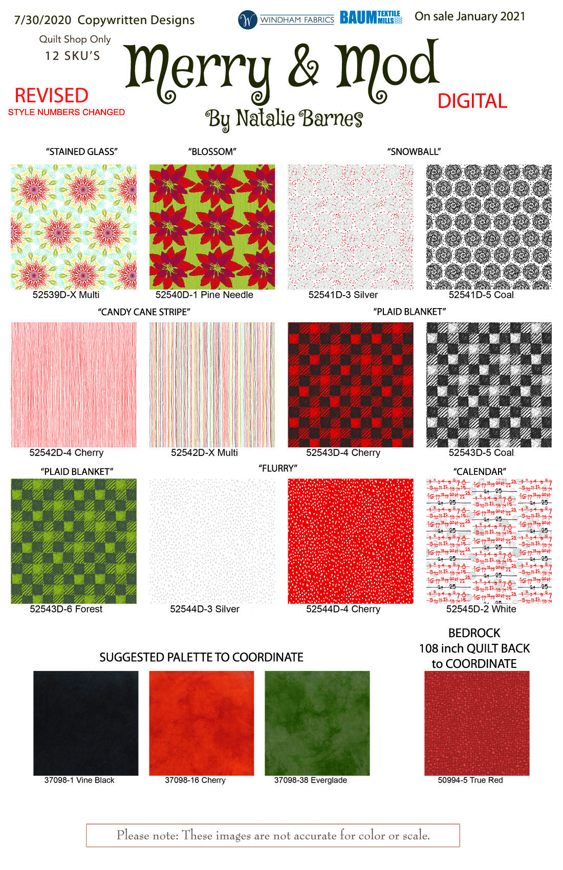 Merry and Mod Red stripe fabric BTY Windham Fabrics Natalie Barnes quilting cotton