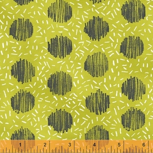 Polka Dot gray on green Homeward fabric BTHY by Natalie Barnes for Windham Fabrics gray dot on green background 50812 Cotton Quilting