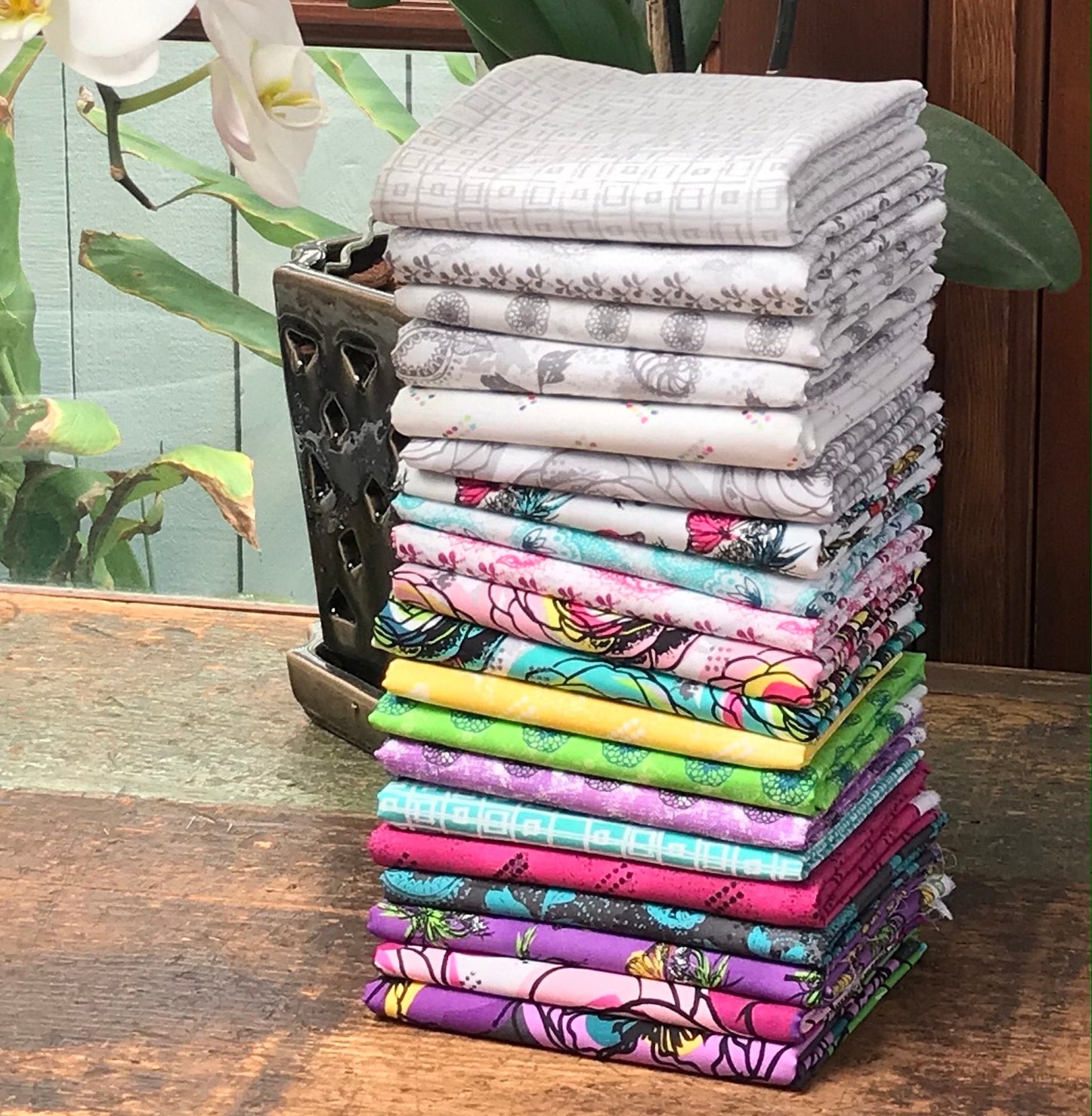 LAST CALL Our House fabrics by Natalie Barnes Windham Fabrics Queen Anne's Lace White bkgd Sold by the half yard OEKO Tex Quilting Cotton