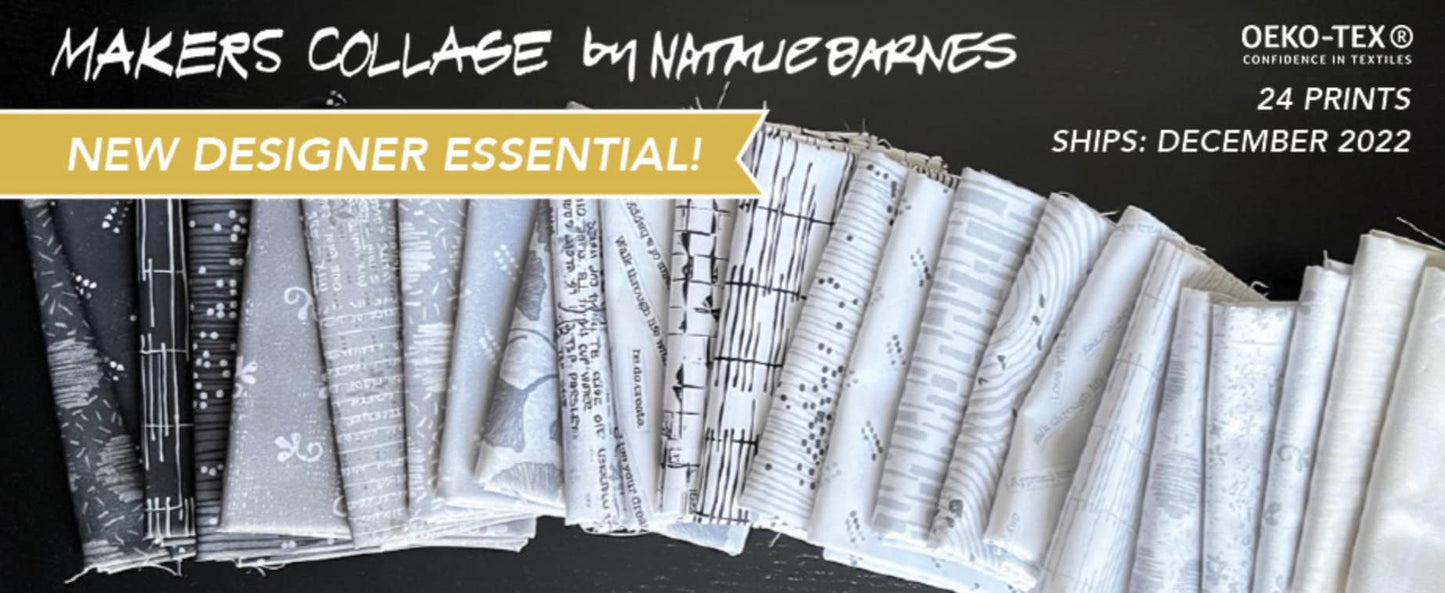 Makers Collage BTHY Trellis White 52013A 4 by Natalie Barnes for Windham Fabrics Low Volume fabric Quilting Cotton OEKO Tex Certified