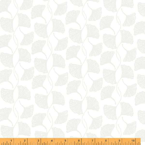 Makers Collage BTHY Ginko Leaf White 53231 8 by Natalie Barnes for Windham Fabrics Low Volume fabric Quilting Cotton OEKO Tex Certified