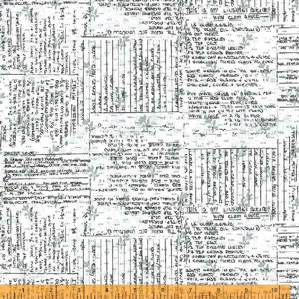 Makers Collage BTHY Recipe Cards White 52012A 4 by Natalie Barnes for Windham Fabrics Low Volume fabric Quilting Cotton OEKO Tex Certified