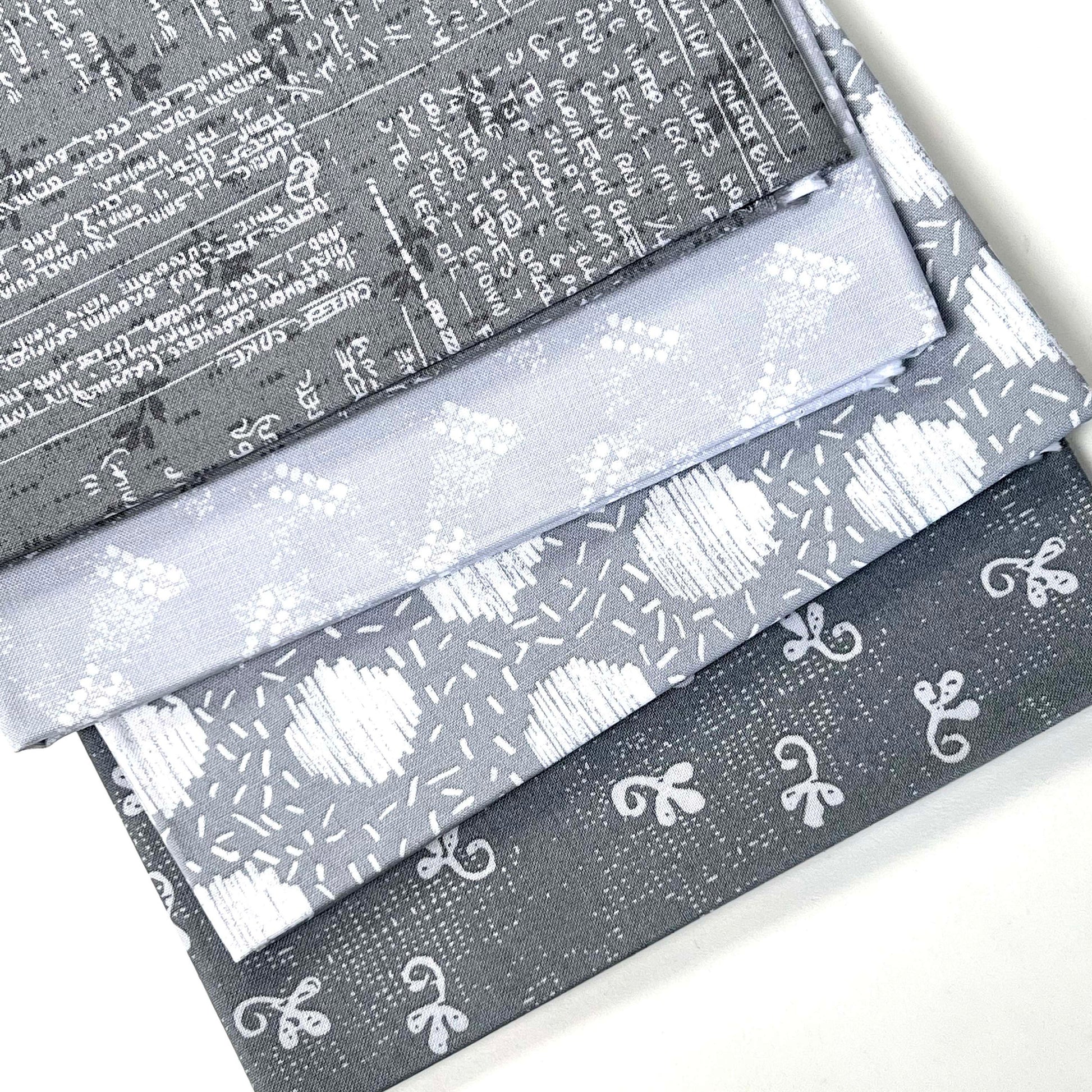 Gray and White Makers Collage fabric FOUR HALF YARDS Natalie Barnes Quilting cotton