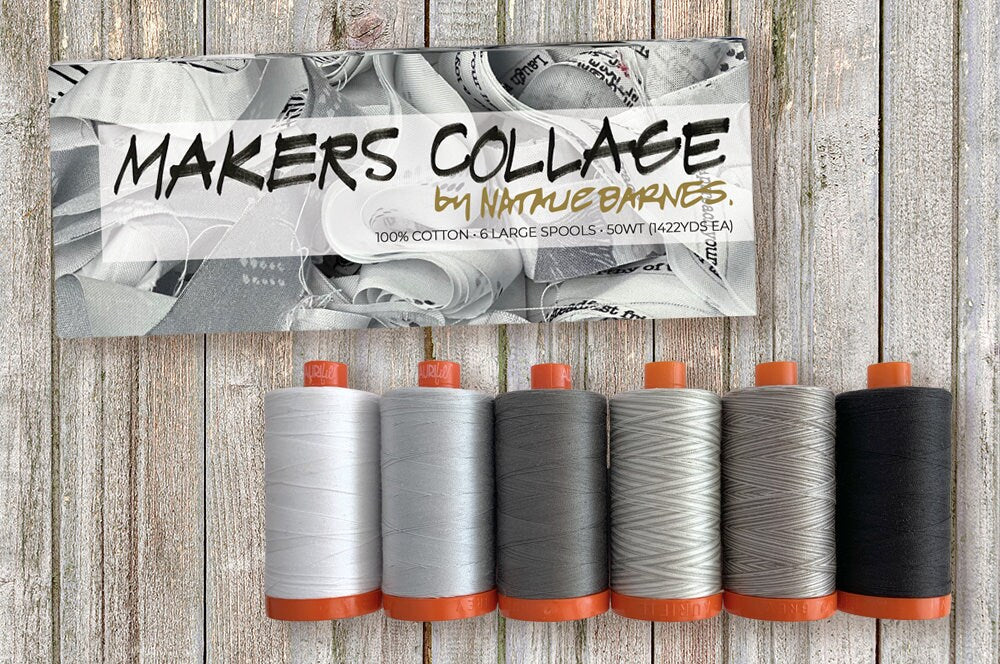 Makers Collage Neutral set of 6 AURIFIL 50 wt 2 Ply THREADS Large spools 1422 yards Cotton Quilting Thread Quilt Sewing Masks