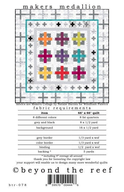 MAKERS MEDALLION quilt pattern by Natalie Barnes beyond the reef patterns Modern Quilting Modern Quilt Pattern Patchwork