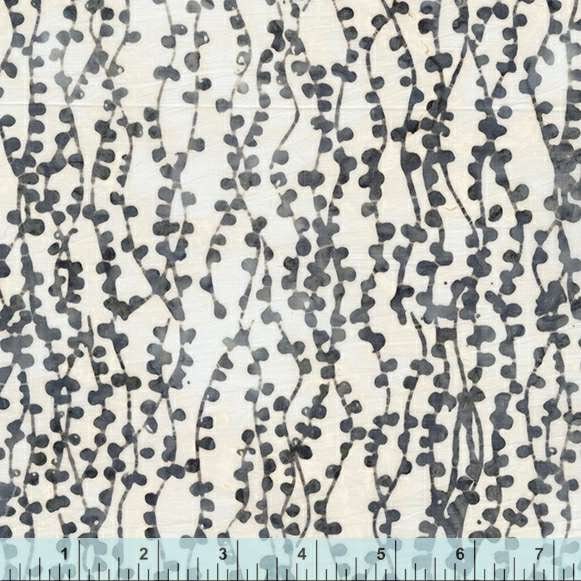 Linen Color White and Black String of Pearls Pattern - BTHY - Anthology Fabrics Island Garden - 100 percent premium cotton Batik Low Volume