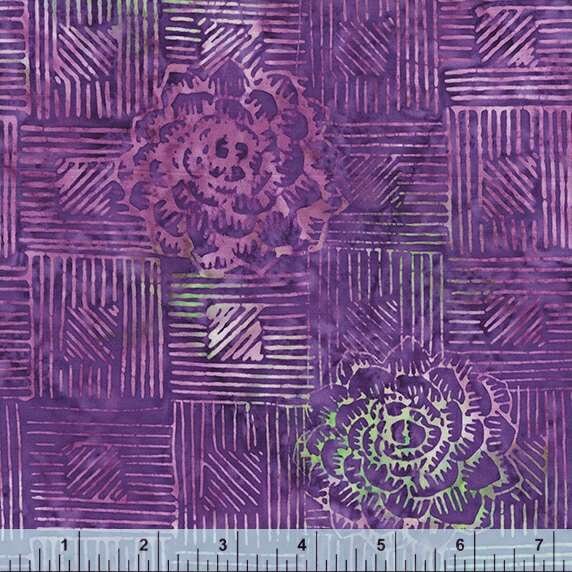 Island Sunset Color Purple Succulent Garden Pattern - BTHY - Anthology Fabrics Island Garden - 100 percent premium cotton Batik