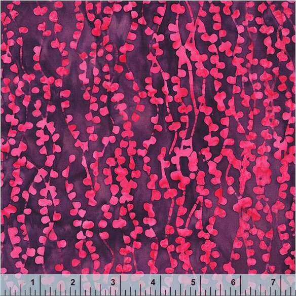 Dragonfruit Color Magenta String of Pearls Pattern - BTHY - Anthology Fabrics Island Garden - 100 percent premium cotton Batik