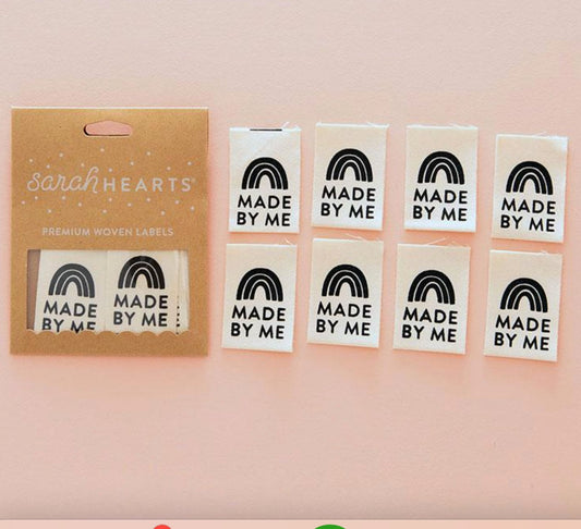 3 packages of Sarah Hearts Sew in Labels Made by Me and Thanks I Made It and Love Envelopes Eight 8 per package