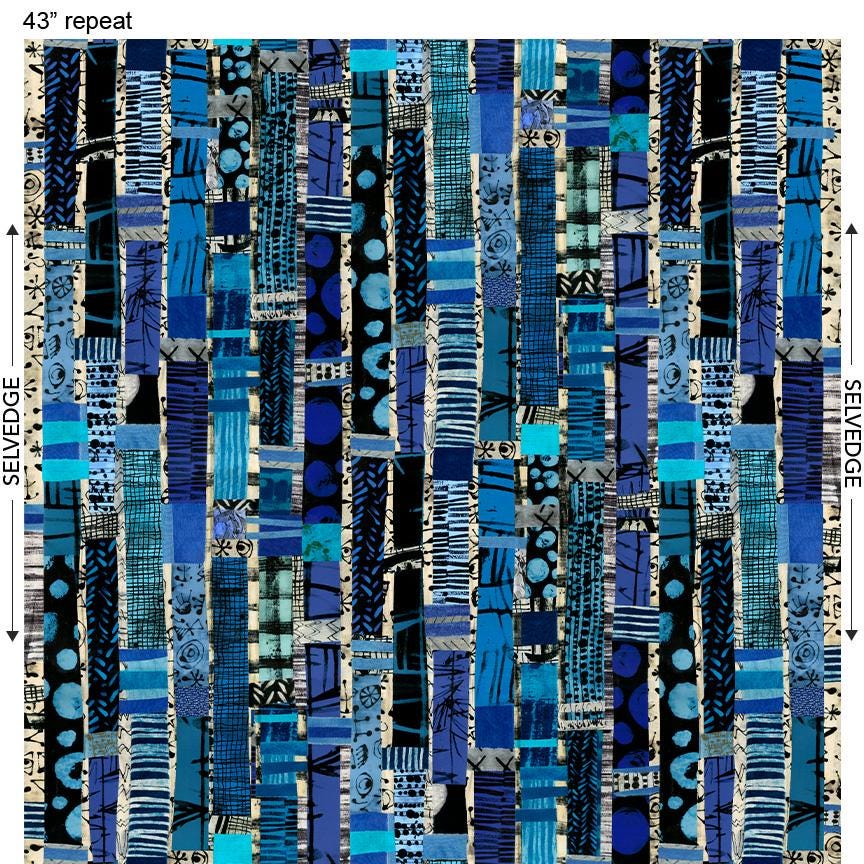 The Blue One fabric BTY Marcia Derse by the yard 52186D X OEKO Tex High Density Cotton Windham Fabrics