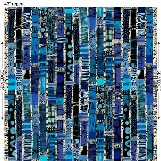 The Blue One fabric BTY Marcia Derse by the yard 52186D X OEKO Tex High Density Cotton Windham Fabrics