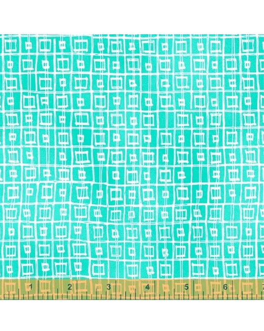 OUR HOUSE fabrics by Natalie Barnes Windham Fabrics Guitar Frets and Strings print Turquoise Sold by the half yard OEKO Tex Quilting Cotton