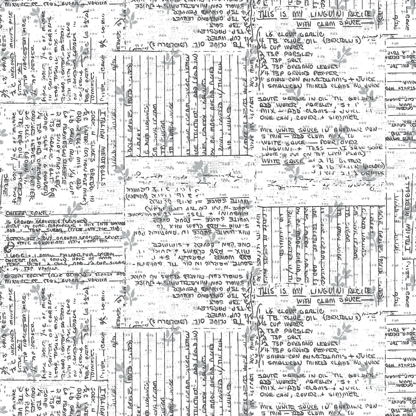 Makers Collage BTHY Recipe Cards White 52012A 4 by Natalie Barnes for Windham Fabrics Low Volume fabric Quilting Cotton OEKO Tex Certified